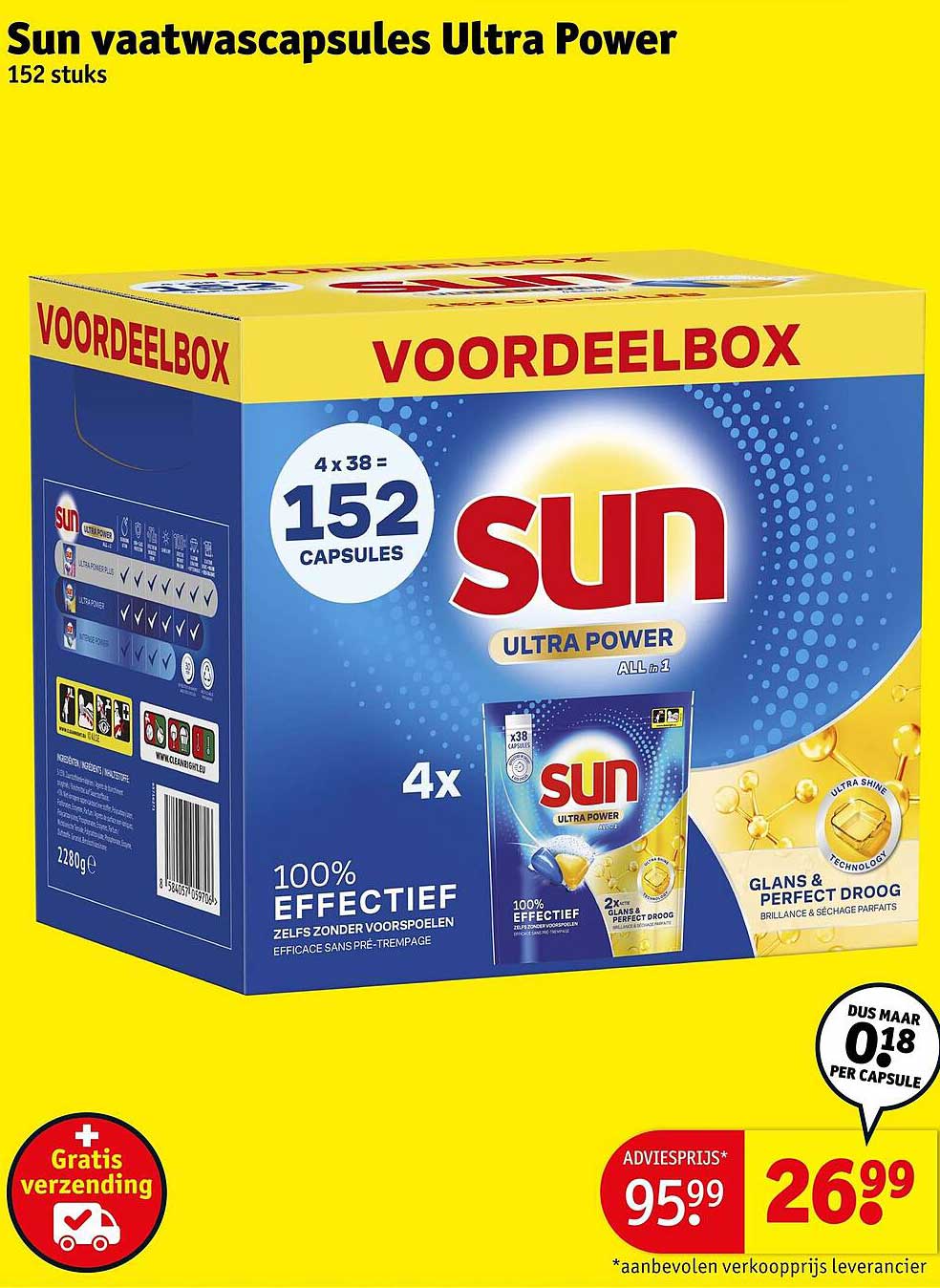 Sun vaatwascapsules Ultra Power 152 stuks