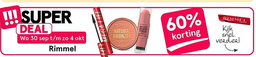 SUPER DEAL 60% korting Rimmel