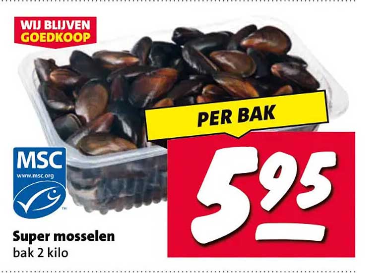 Super mosselen bak 2 kilo PER BAK