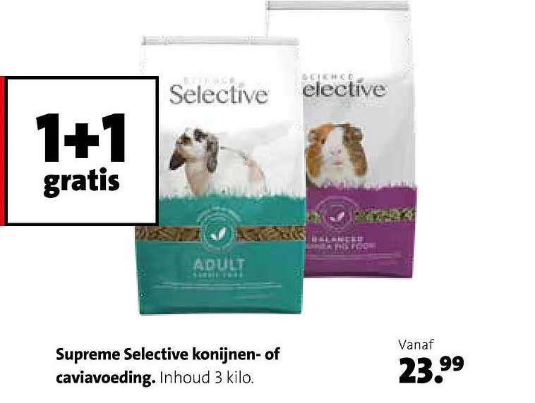 Supreme Selective konijnen- of caviavoeding 1+1 gratis
