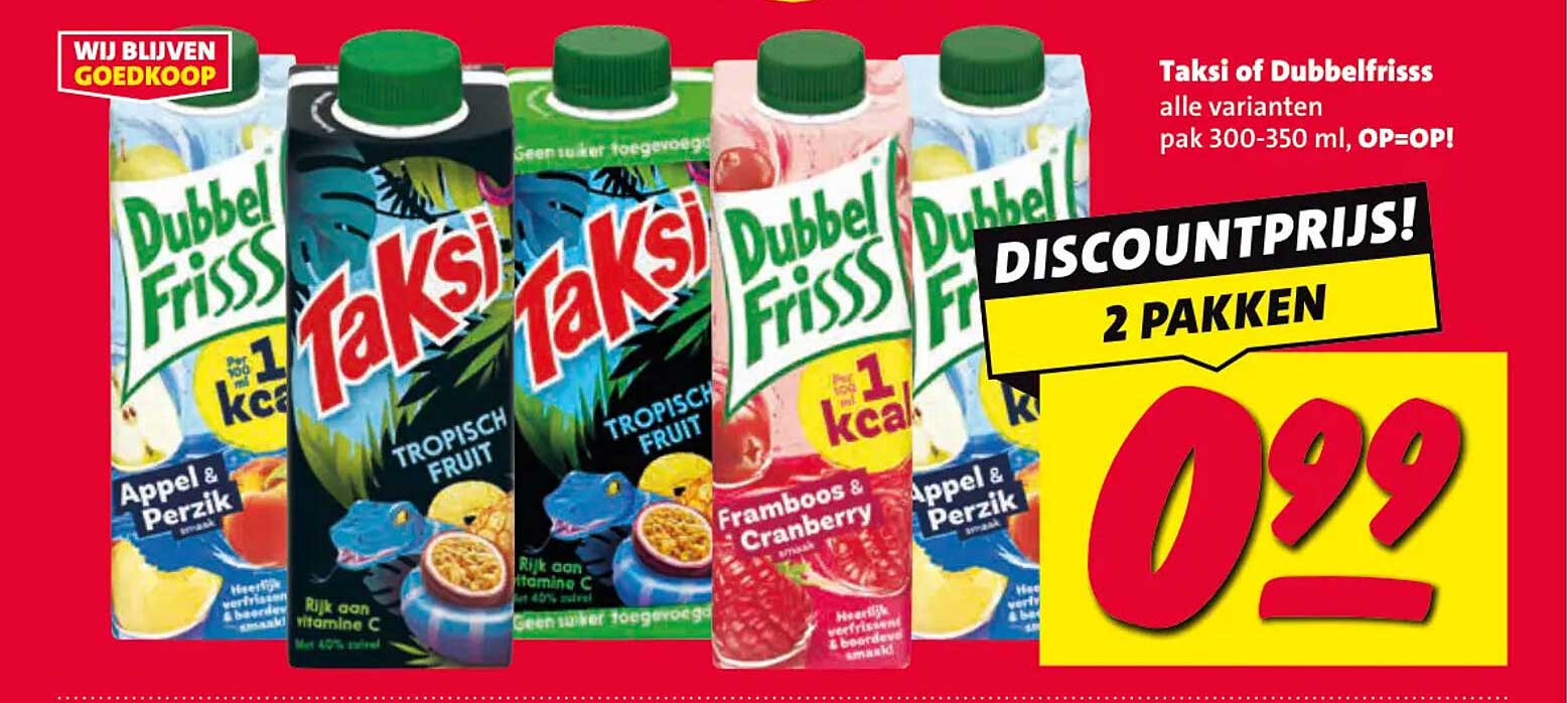 Taksi of Dubbelfrisss alle varianten pak 300-350 ml, OP=OP! 2 PAKKEN
