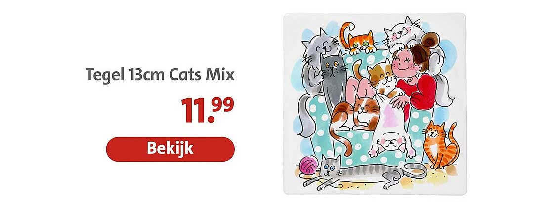 Tegel 13cm Cats Mix