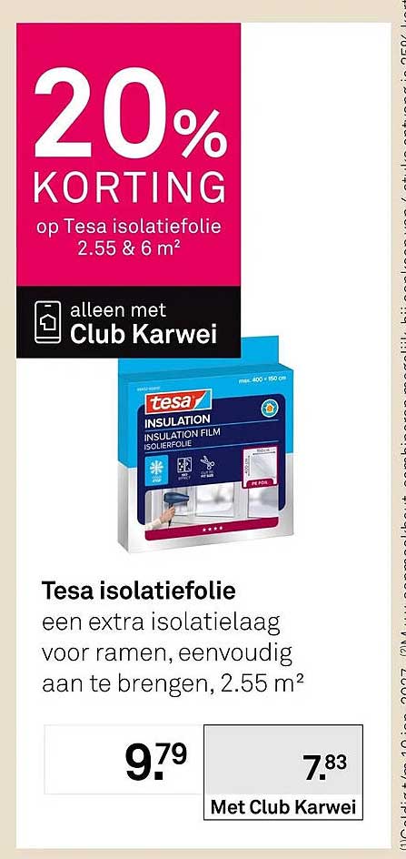 Tesa isolatiefolie 20% KORTING op Tesa isolatiefolie 2.55 & 6 m²