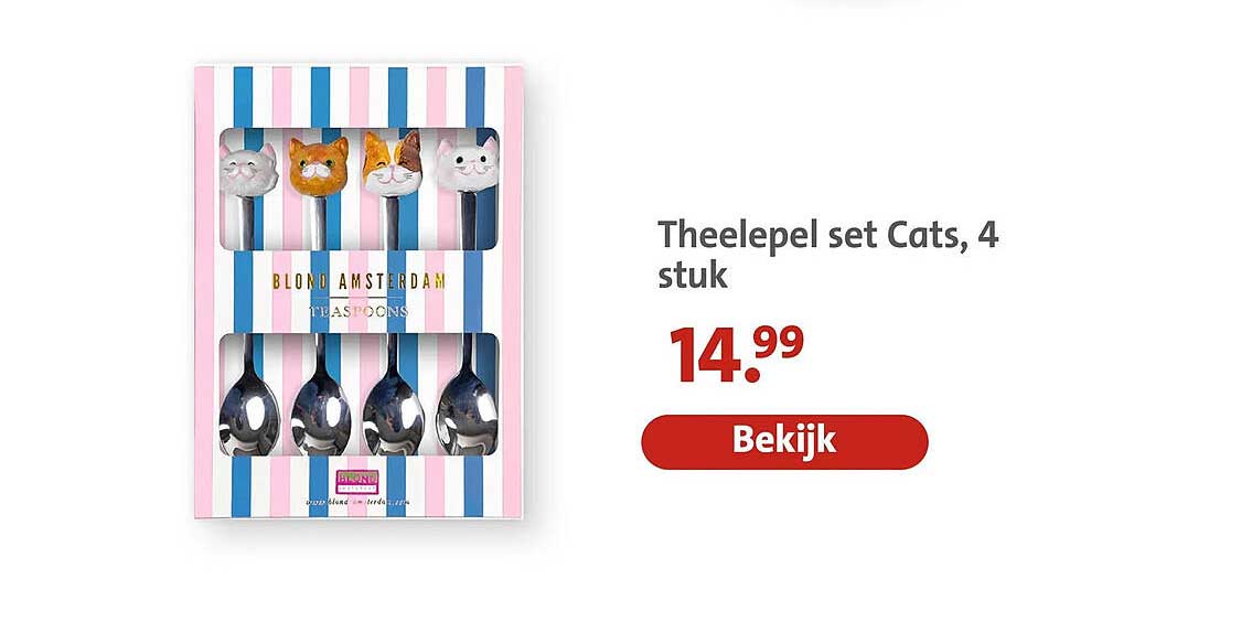 Theelepel set Cats, 4 stuk