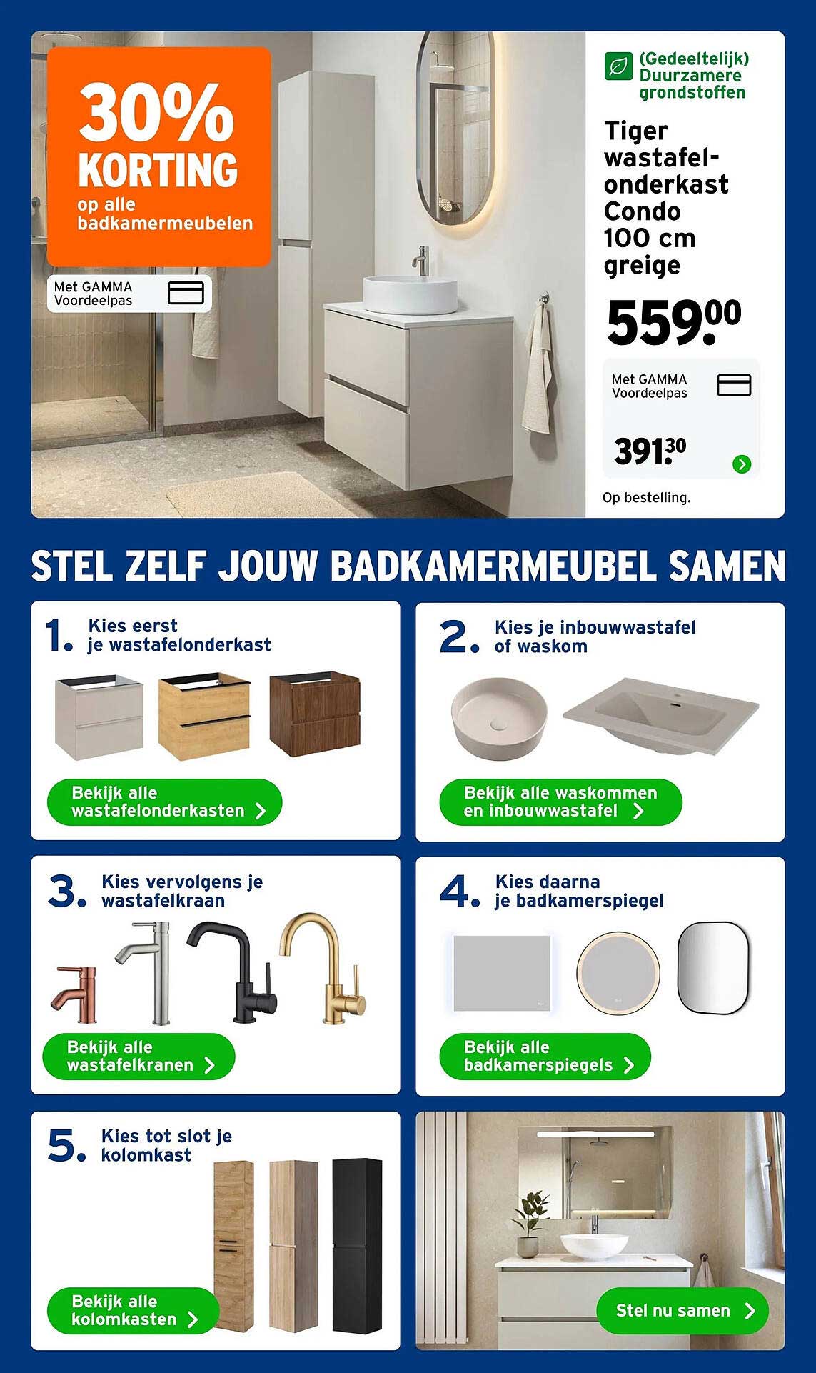 Tiger wastafel-onderkast Condo 100 cm greige 30% KORTING op alle badkamermeubelen
