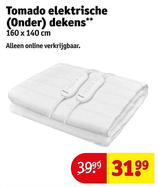Tomado elektrische (Onder) dekens** 160 x 140 cm Alleen online verkrijgbaar.