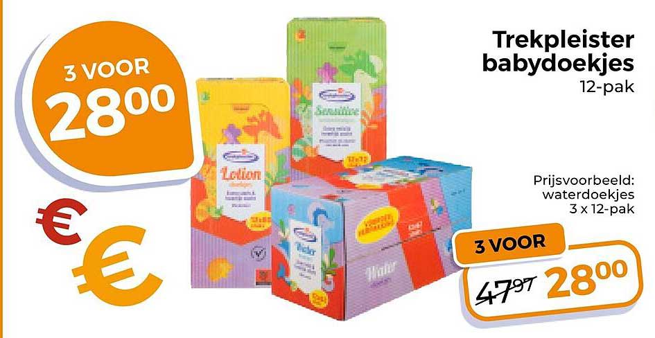 Trekpleister babydoekjes 12-pak 3 voor 28.00