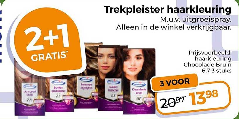 Trekpleister haarkleuring 2+1 gratis