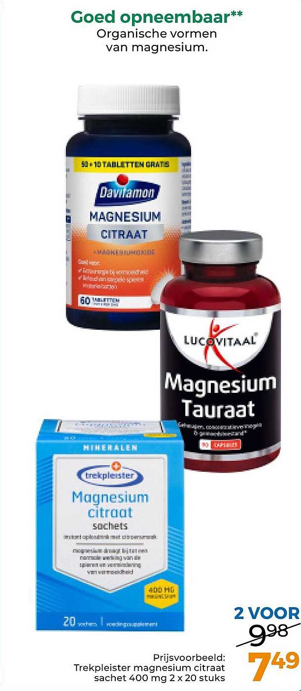 Trekpleister magnesium citraat sachet 400 mg 2 x 20 stuks 2 VOOR