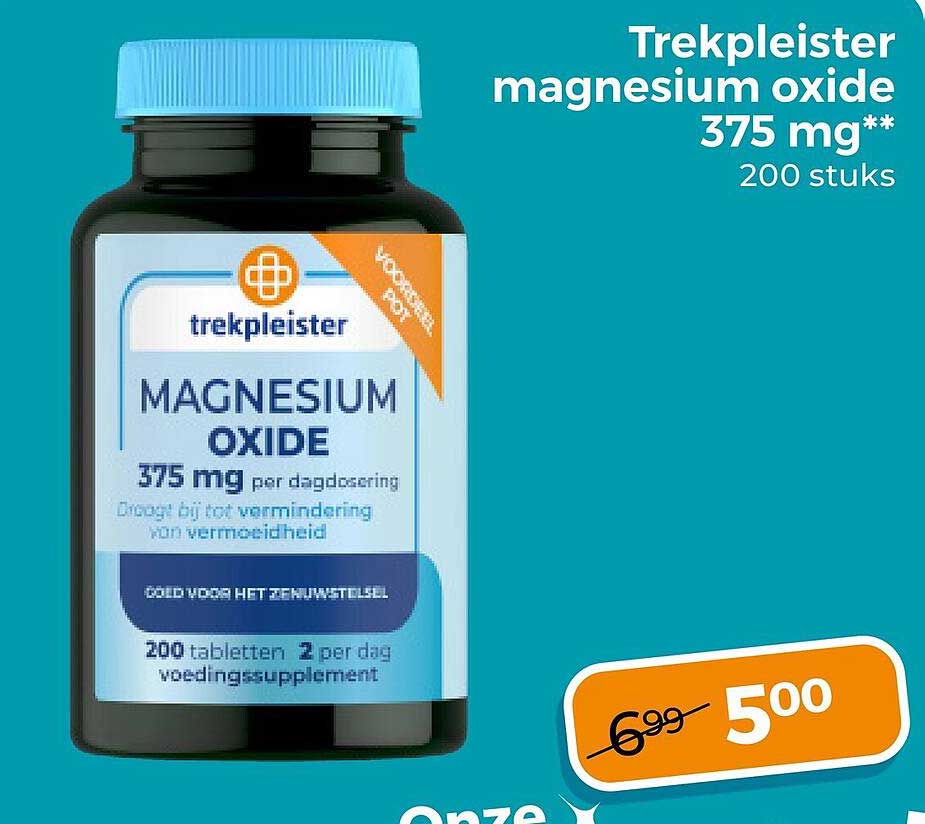 Trekpleister magnesium oxide 375 mg** 200 stuks