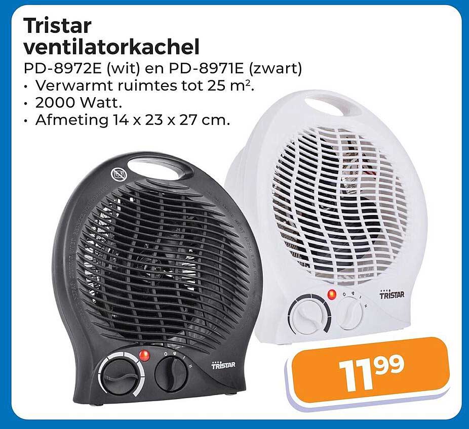 Tristar ventilatorkachel PD-8972E (wit) en PD-8971E (zwart)