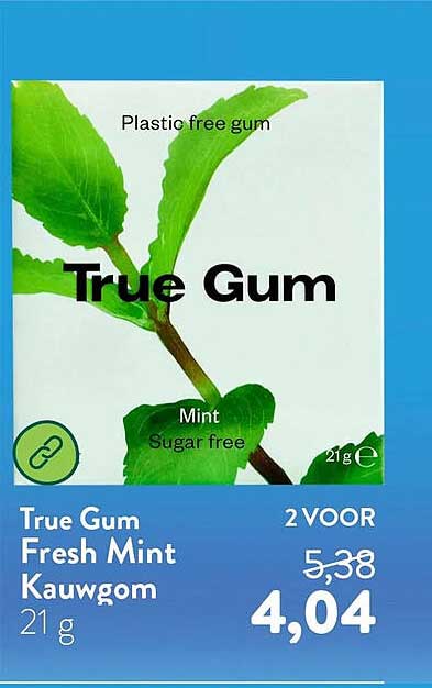 True Gum Fresh Mint Kauwgom 21 g 2 VOOR