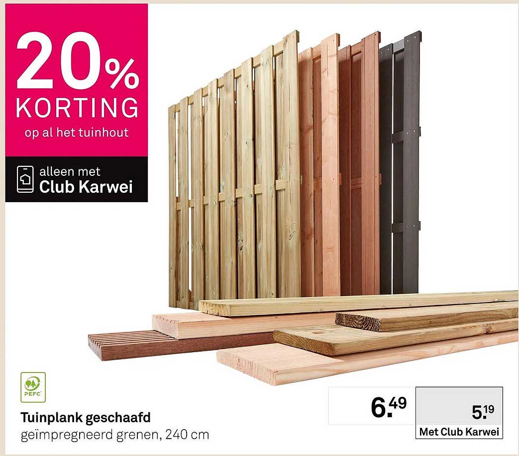 Tuinplank geschaafd geïmpregneerd grenen, 240 cm
