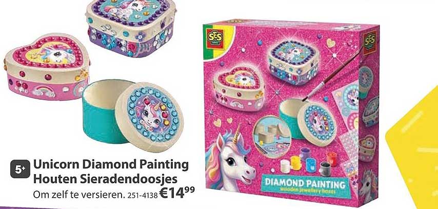 Unicorn Diamond Painting Houten Sieradendoosjes