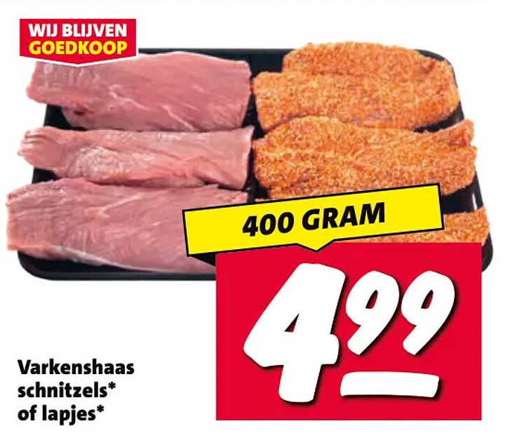 Varkenshaas schnitzels* of lapjes* 400 gram