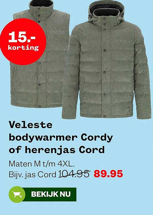 Veleste bodywarmer Cordy of herenjas Cord