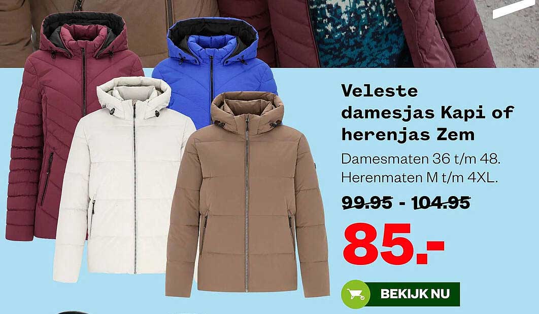 Veleste damesjas Kapi of herenjas Zem