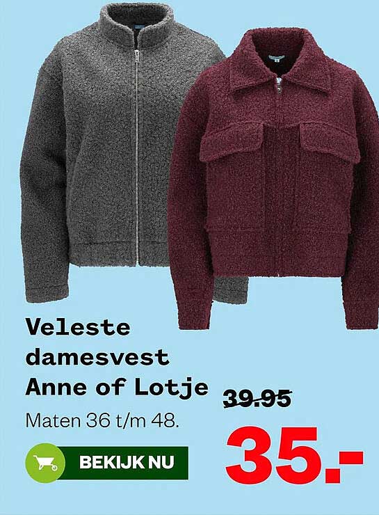 Veleste damesvest Anne of Lotje
