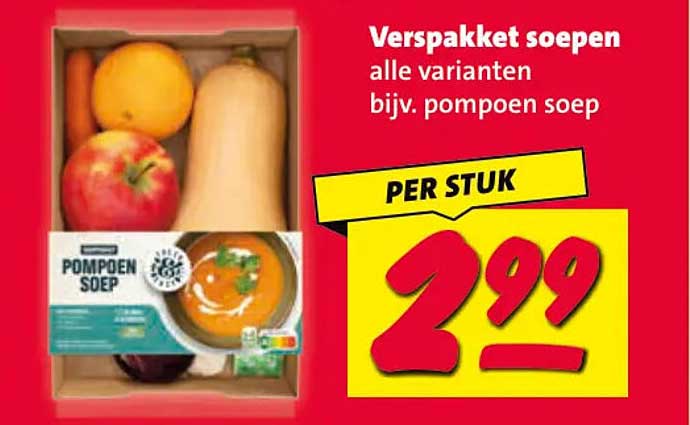 Verpakket soepen alle varianten bijv. pompoen soep PER STUK