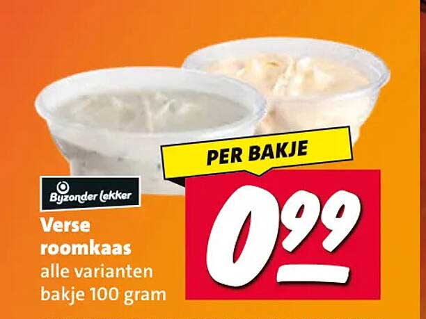 Verse roomkaas alle varianten bakje 100 gram PER BAKJE