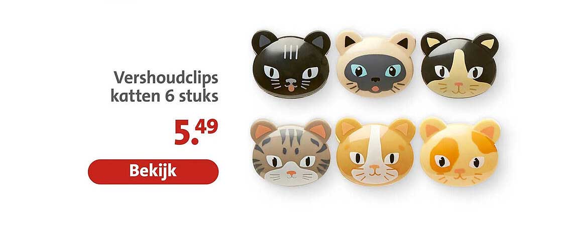 Vershoudclips katten 6 stuks