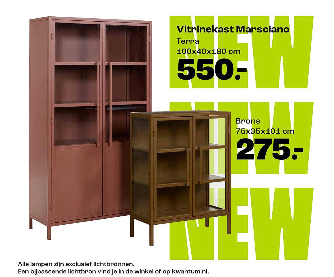 Vitrinekast Marsciano Terra 100x40x180 cm