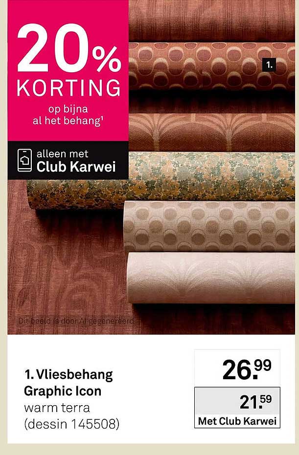 Vliesbehang Graphic Icon warm terra (dessin 145508) 20% korting op bijna al het behang alleen met Club Karwei