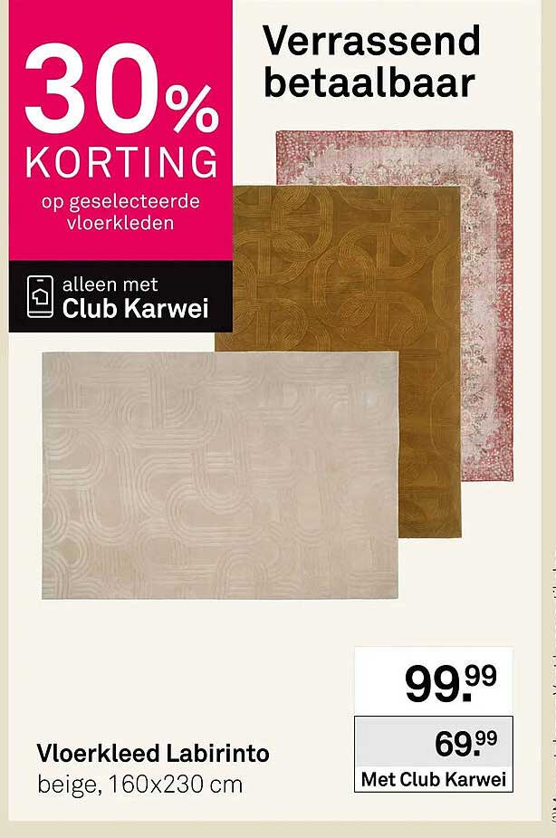 Vloerkleed Labirinto beige, 160x230 cm