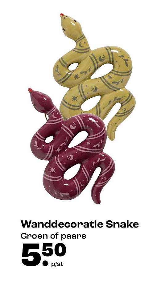 Wanddecoratie Snake Groen of paars