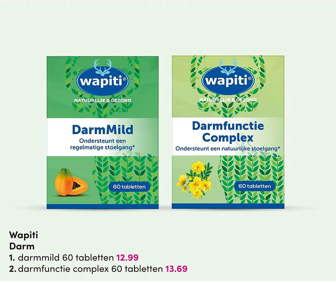 Wapiti Darm 1. darmmild 60 tabletten 2. darmfunctie complex 60 tabletten