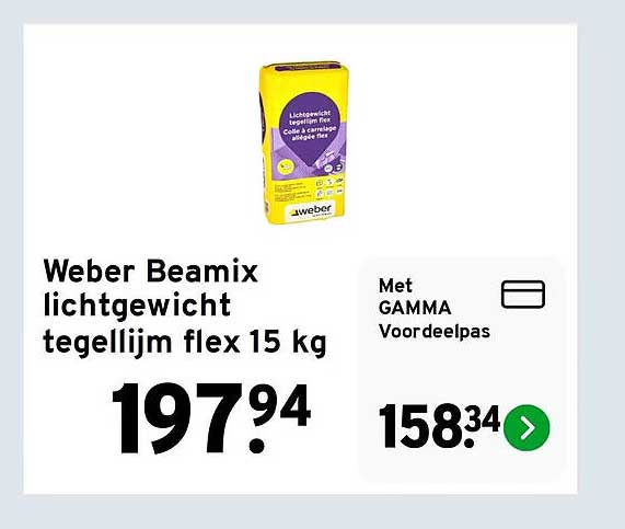 Weber Beamix lichtgewicht tegellijm flex 15 kg