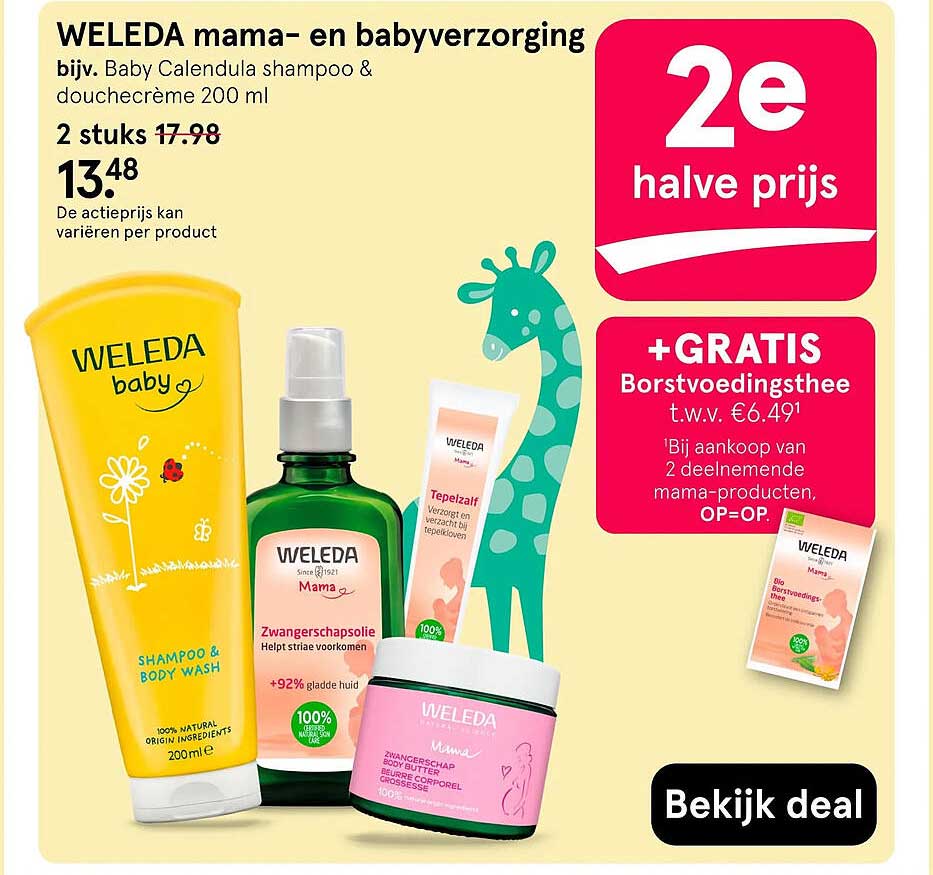 WELEDA mama- en babyverzorging 2e halve prijs