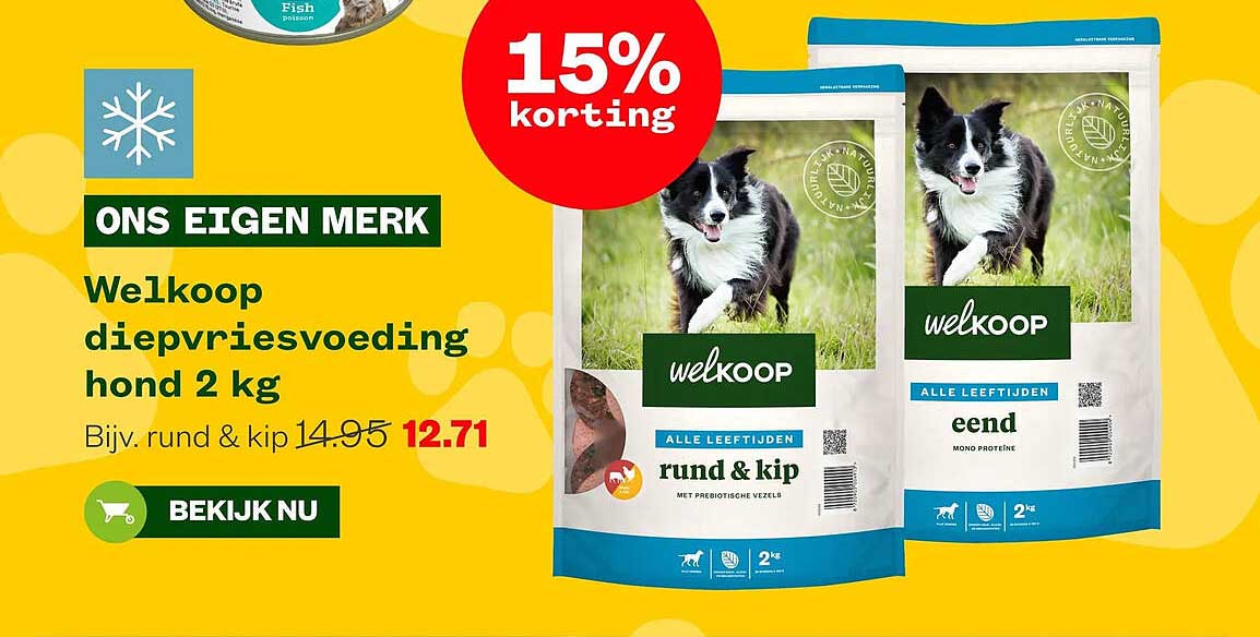 Welkoop diepvriesvoeding hond 2 kg