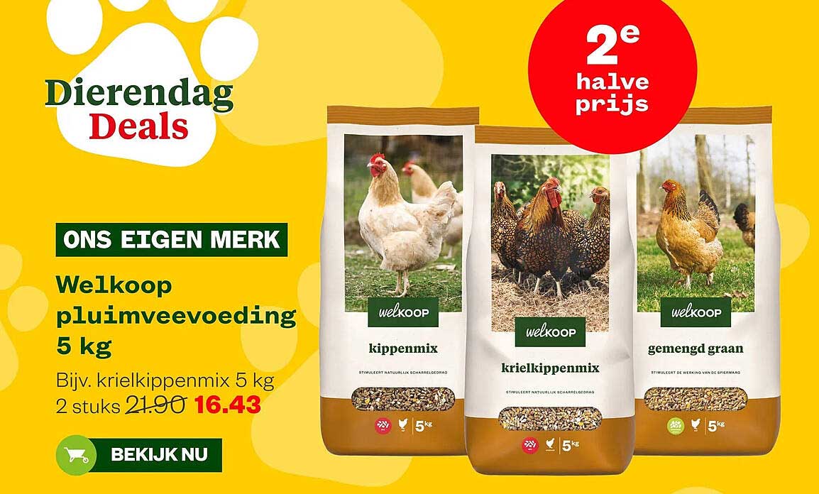 Welkoop pluimveevoeding 5 kg 2e halve prijs
