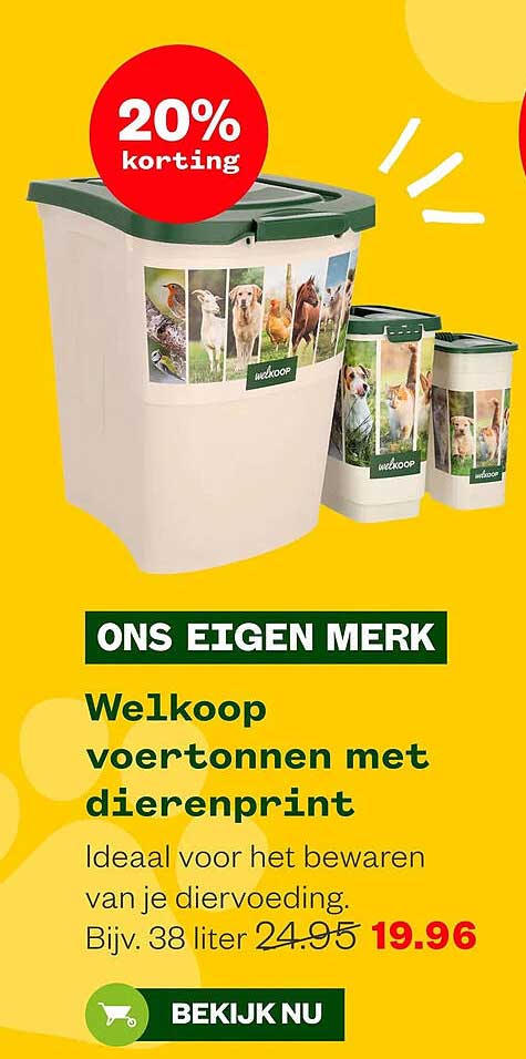 Welkoop voertonnen met dierenprint 20% korting