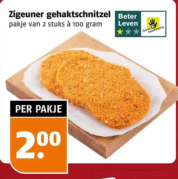 Zigeuner gehakt schnitzel pakje van 2 stuks à 100 gram