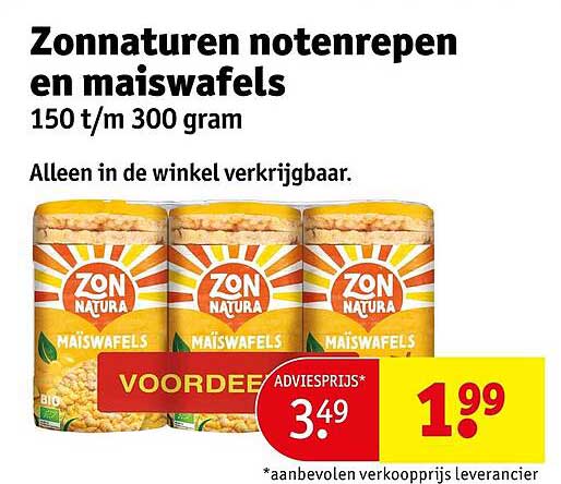 Zonnaturenotenrepen en maiswafels