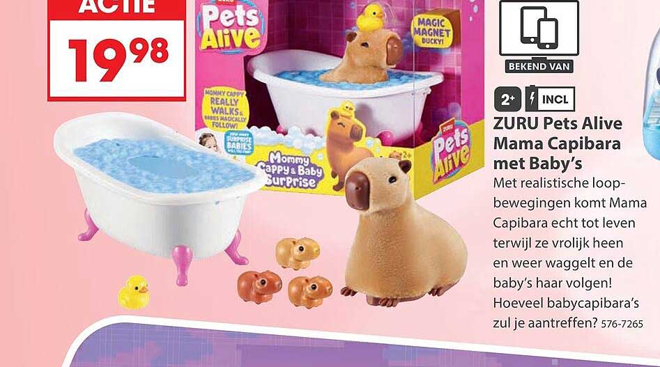 ZURU Pets Alive Mama Capibara met Baby’s