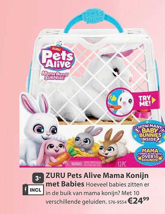 ZURU Pets Alive Mama Konijn met Babies