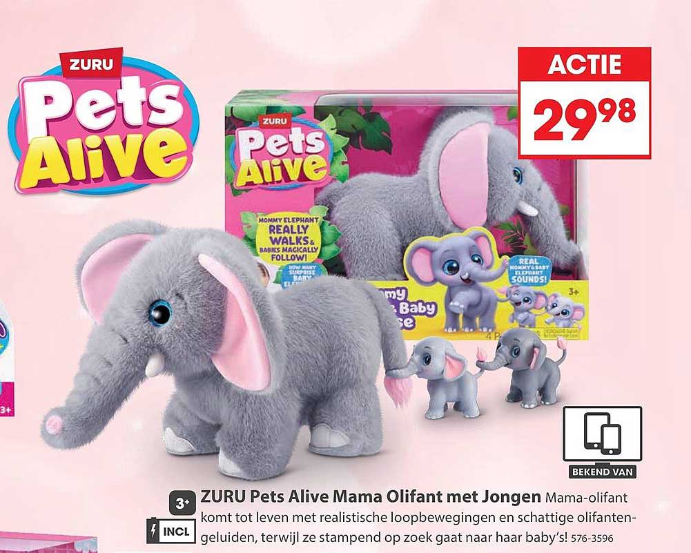ZURU Pets Alive Mama Olifant met Jonge