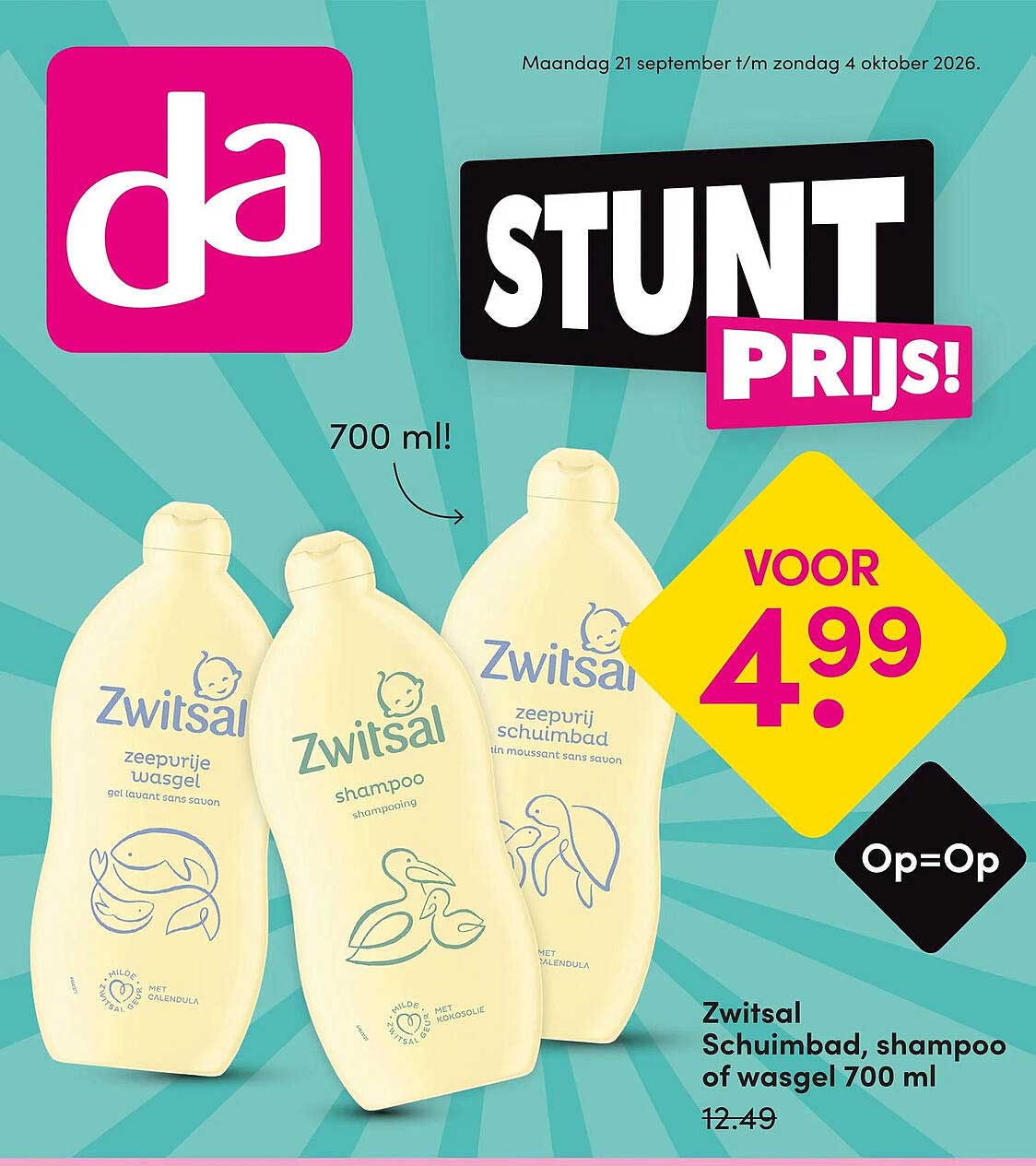 Zwitsal Schuimbad, shampoo of wasgel 700 ml