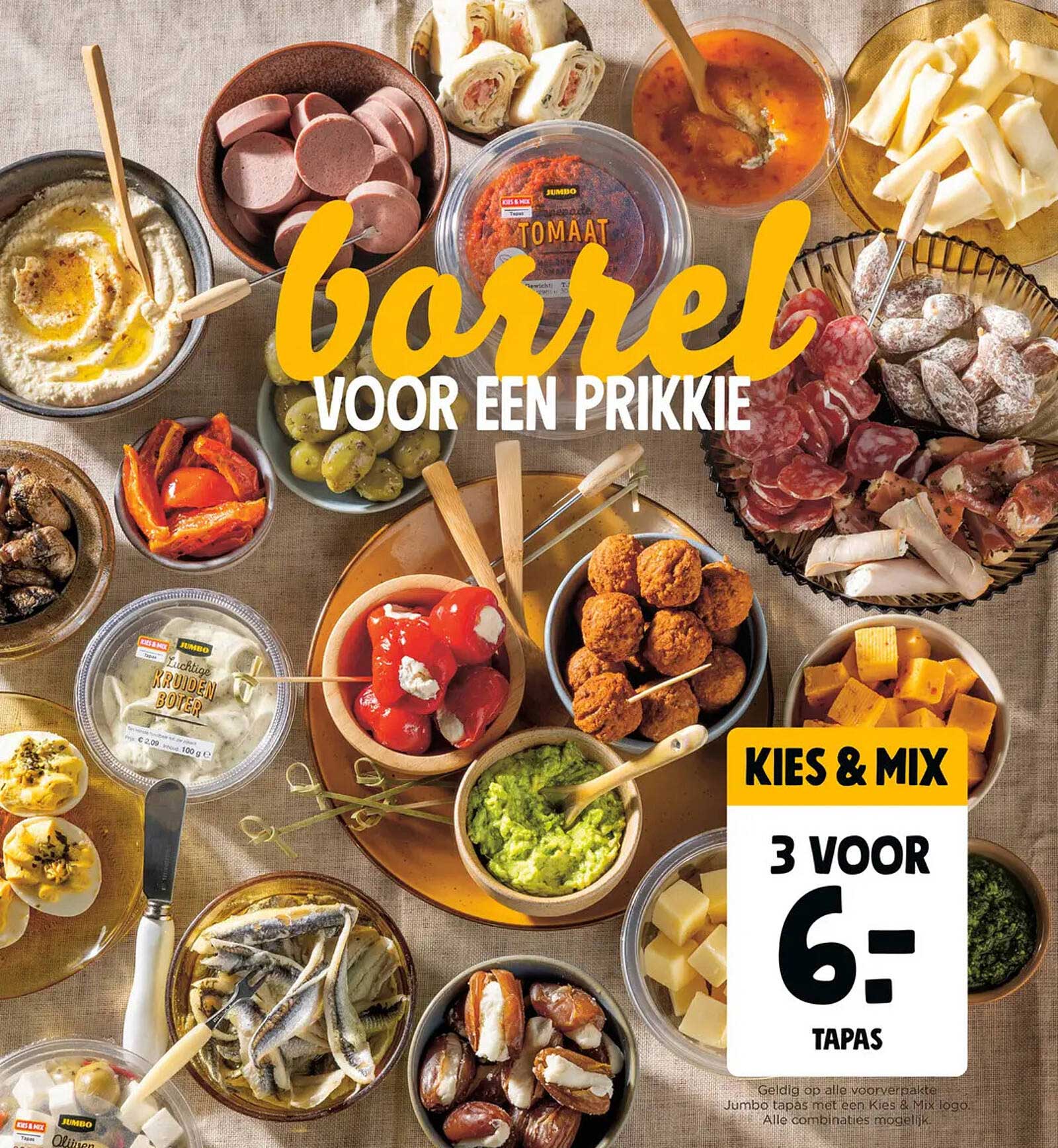 Borrel voor een prikkie - Kies & Mix 3 voor 6:- tapas