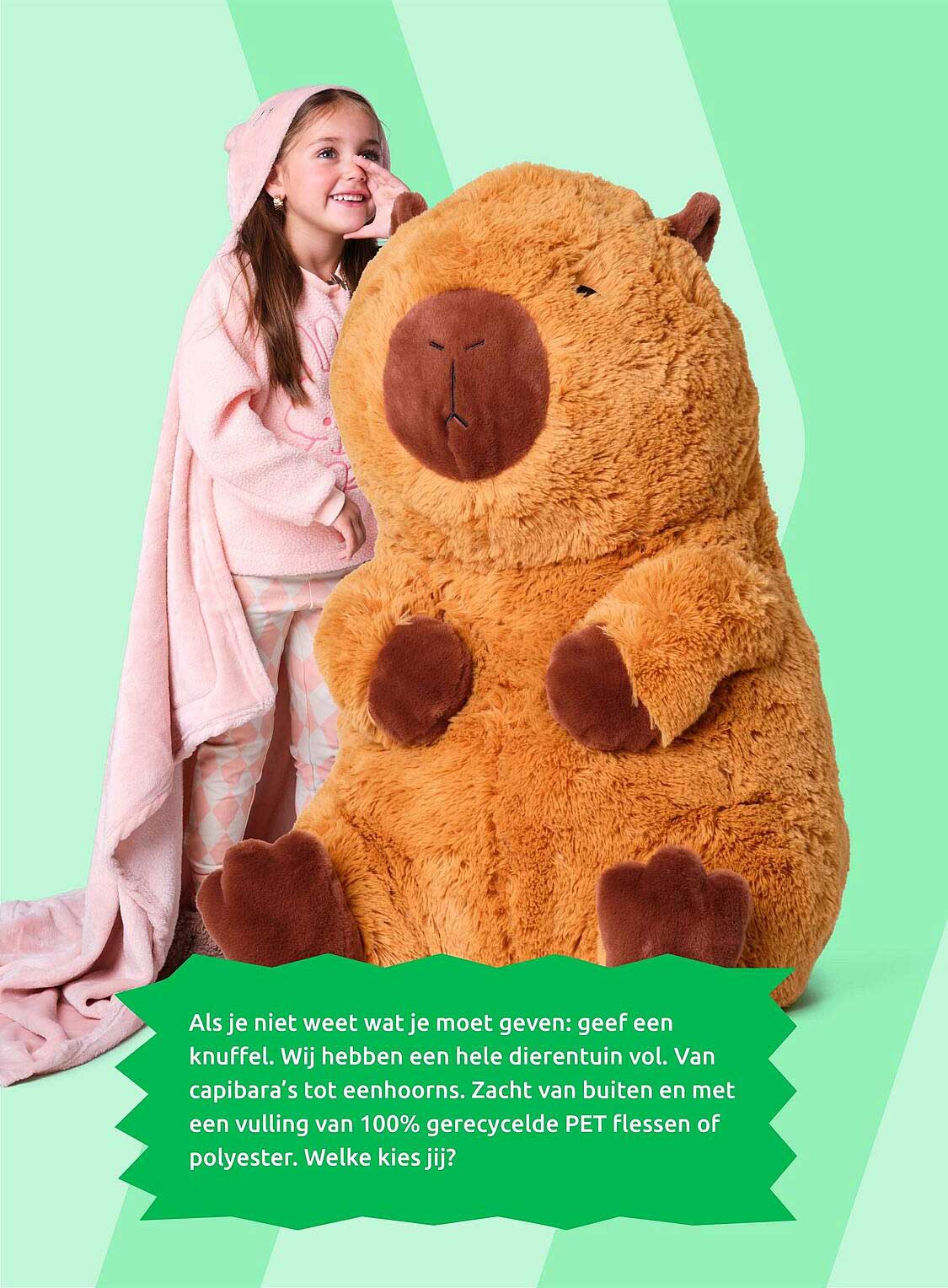 Geef een knuffel! Dierlijke knuffels van 100% gerecycled materiaal.