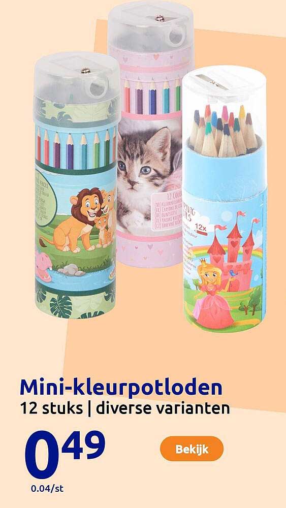 Mini-kleurpotloden 12 stuks | diverse varianten