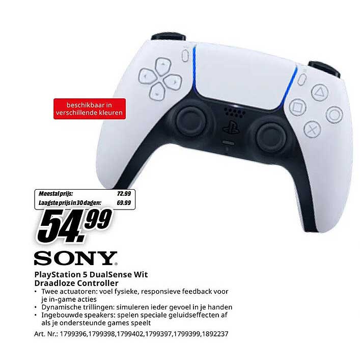 PlayStation 5 DualSense Wit Draadloze Controller