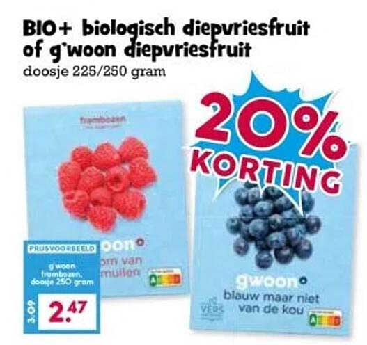 Bio+ Biologisch Diepvriesfruit Of G'woon Diepvriesfruit Doosje 225/250 ...