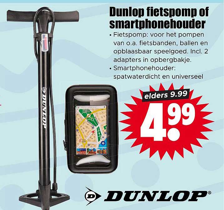 Dunlop fietspomp of smartphonehouder