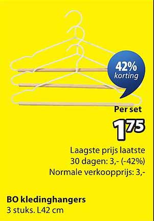 B0 kledinghangers 3 stuks, L42 cm 42% korting