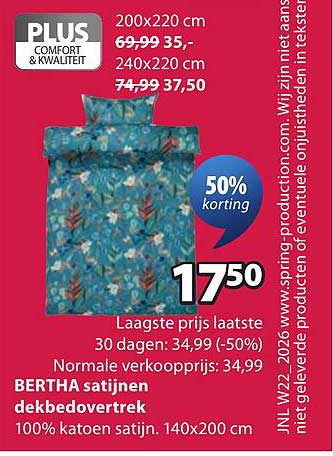 BERTHA satijnen dekbedovertrek 50% korting
