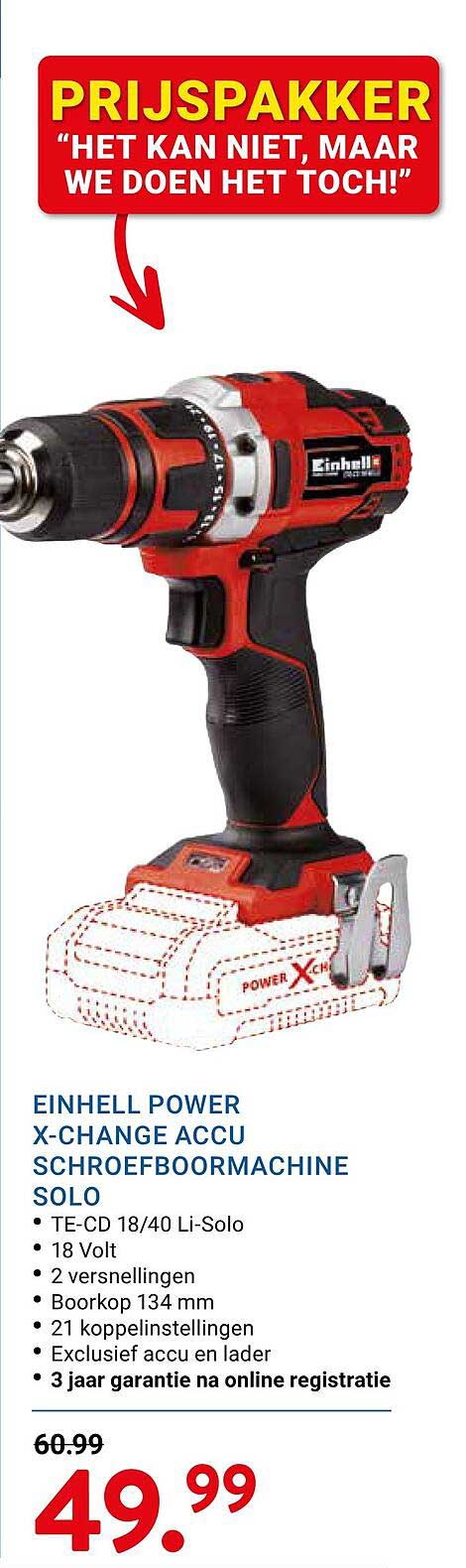 EINHELL POWER X-CHANGE ACCU SCHROEFBOORMACHINE SOLO